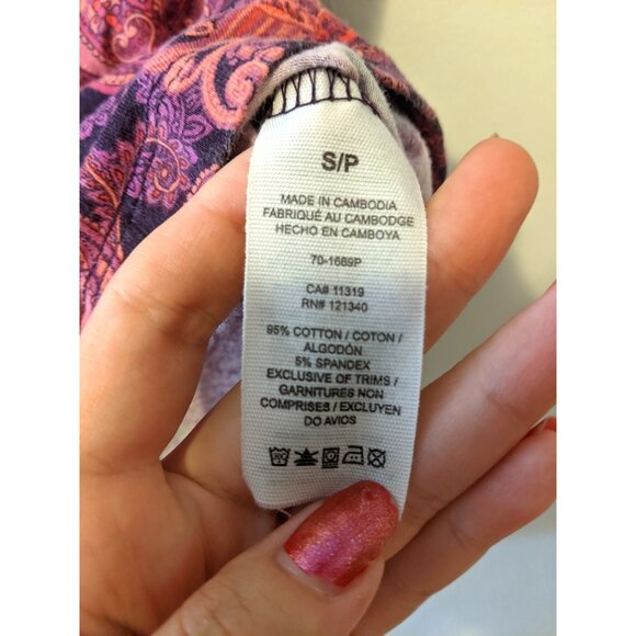 Womens Paisley Pink Crop Top Bodycon Boho Casual School T Shirt Ribbed Sz S - Picture 8 of 8